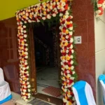 Red, white and yellow rose flower door frame decoration