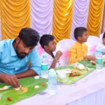 South Indian traditional meal served on banana leaf in JP Nagar